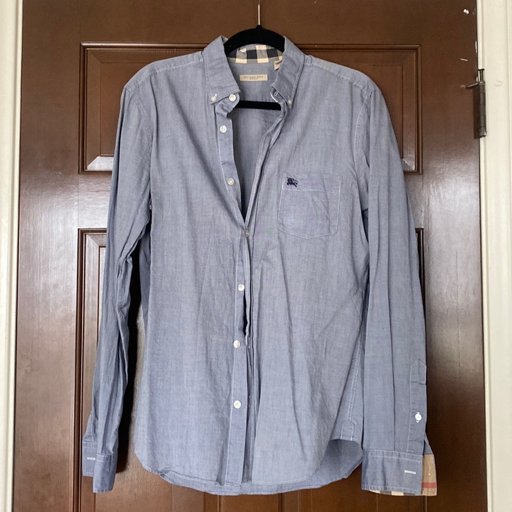 Burberry Blue Dress Shirt for Men